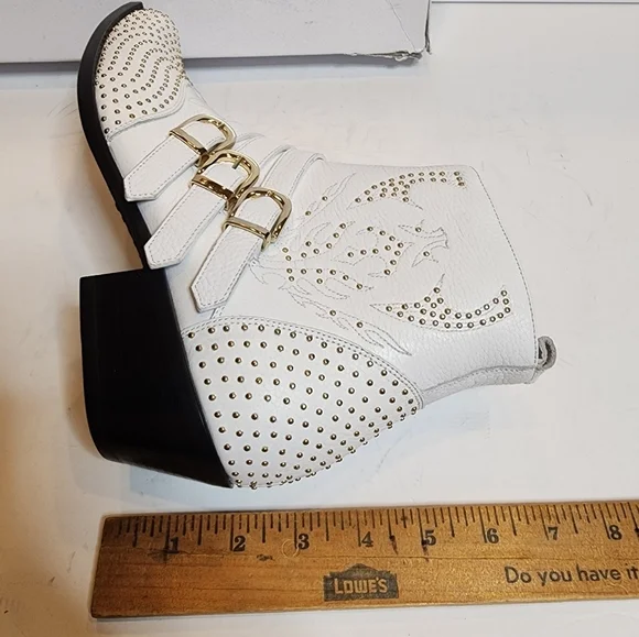 Anine Bing Penny Bootie White Leather Gold Studs. New with box. EU Size 41.